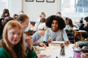 image of a girl writing during a class photos taken to market a writing class in Melbourne